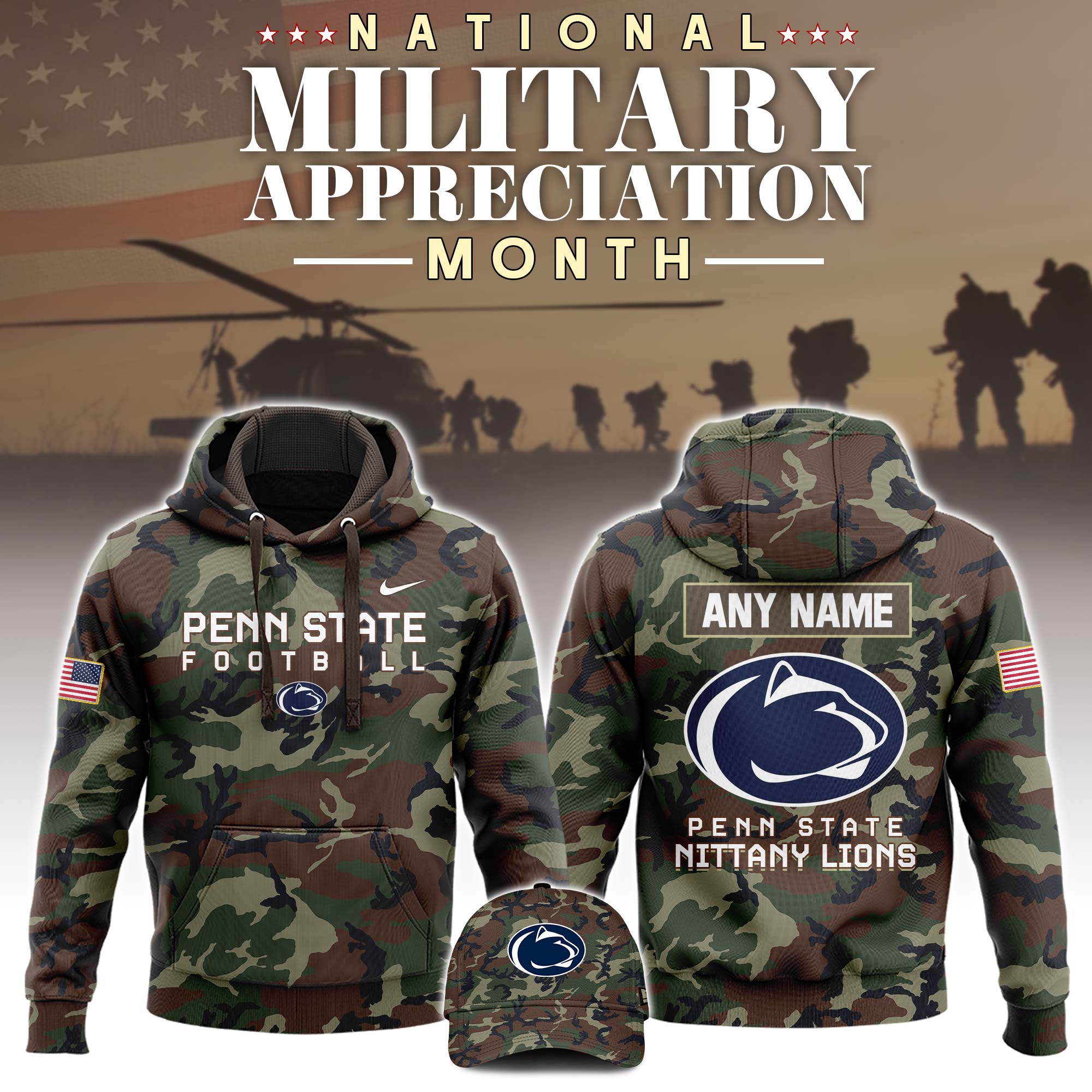 Penn State    Military Appreciation Club Fleece Pullover Hoodie  Camo