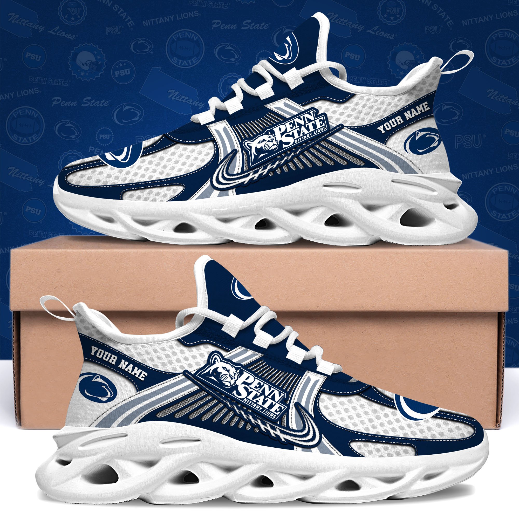 Penn State Nittany Lions Clunky Sneakers Custom Your Name, Sport Sneakers ETRG-62343 - Famjoys Penn State Nittany Lions Clunky Sneakers Custom Your Name, Sport Sneakers ETRG-62343 - Famjoys
