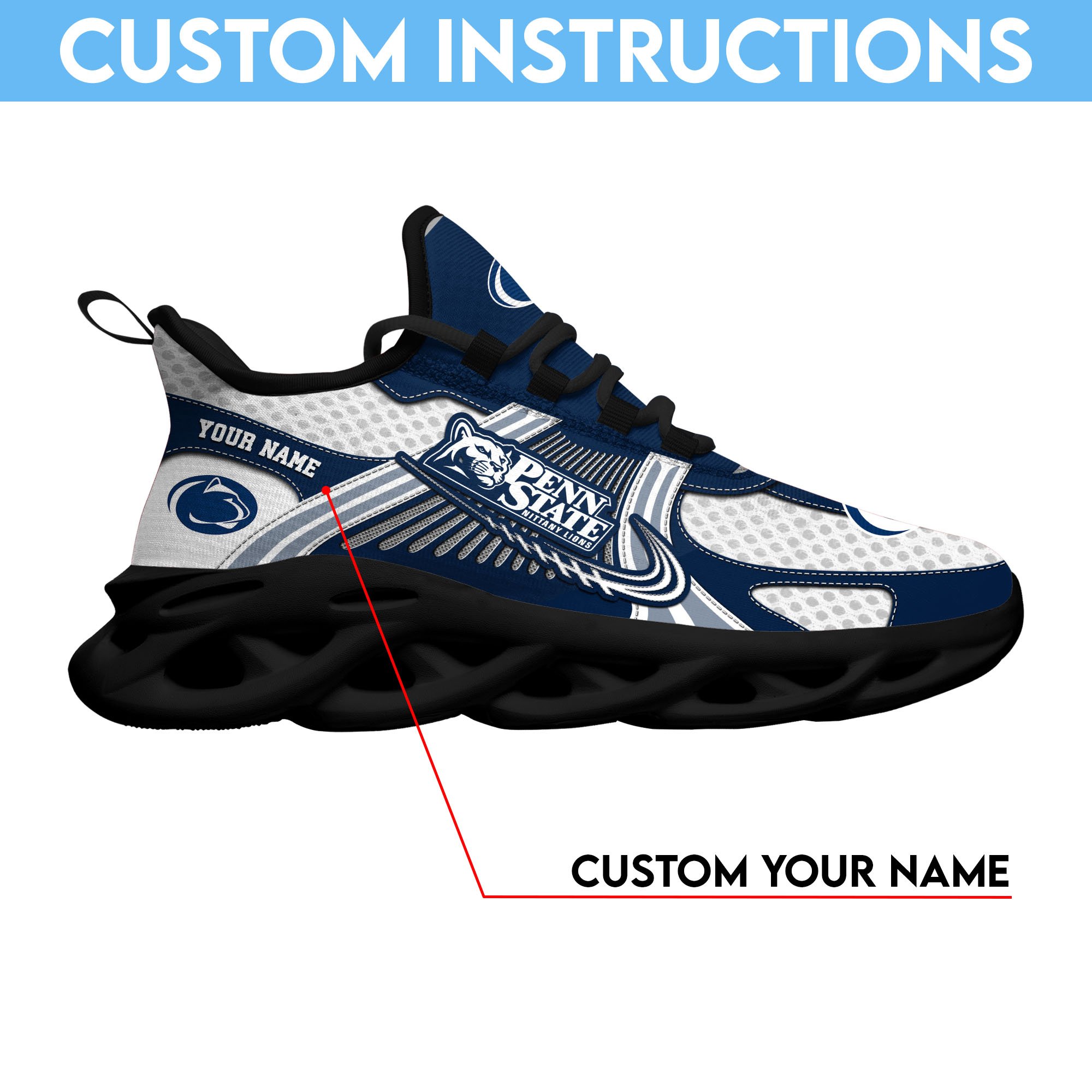 Penn State Nittany Lions Clunky Sneakers Custom Your Name, Sport Sneakers ETRG-62343 - Famjoys Penn State Nittany Lions Clunky Sneakers Custom Your Name, Sport Sneakers ETRG-62343 - Famjoys