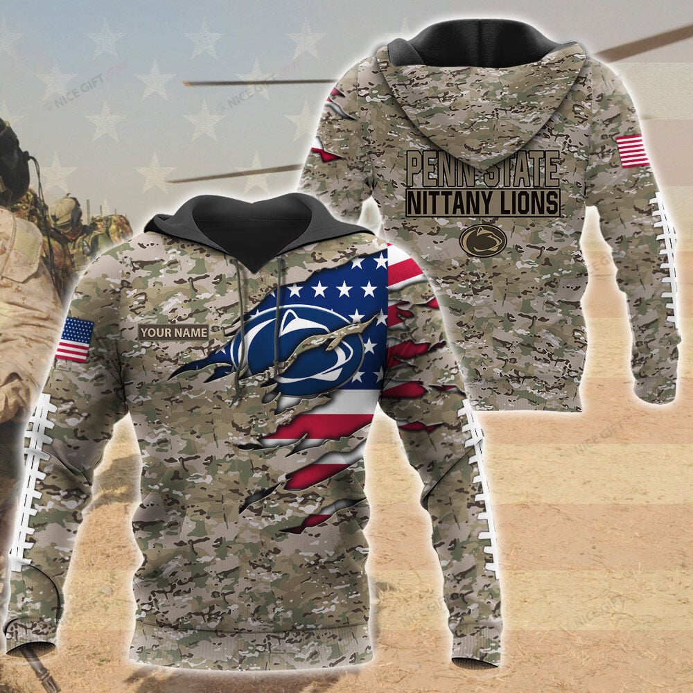 Penn State Nittany Lions Custom Name Camouflage Hoodie - Famjoys Penn State Nittany Lions Custom Name Camouflage Hoodie - Famjoys