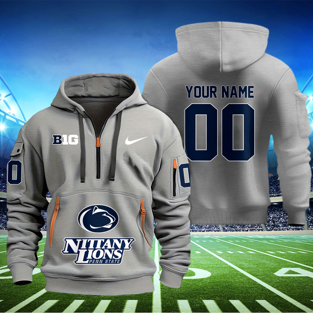 Penn State Nittany Lions Football Quarter Zip Hoodie - Famjoys Penn State Nittany Lions Football Quarter Zip Hoodie - Famjoys
