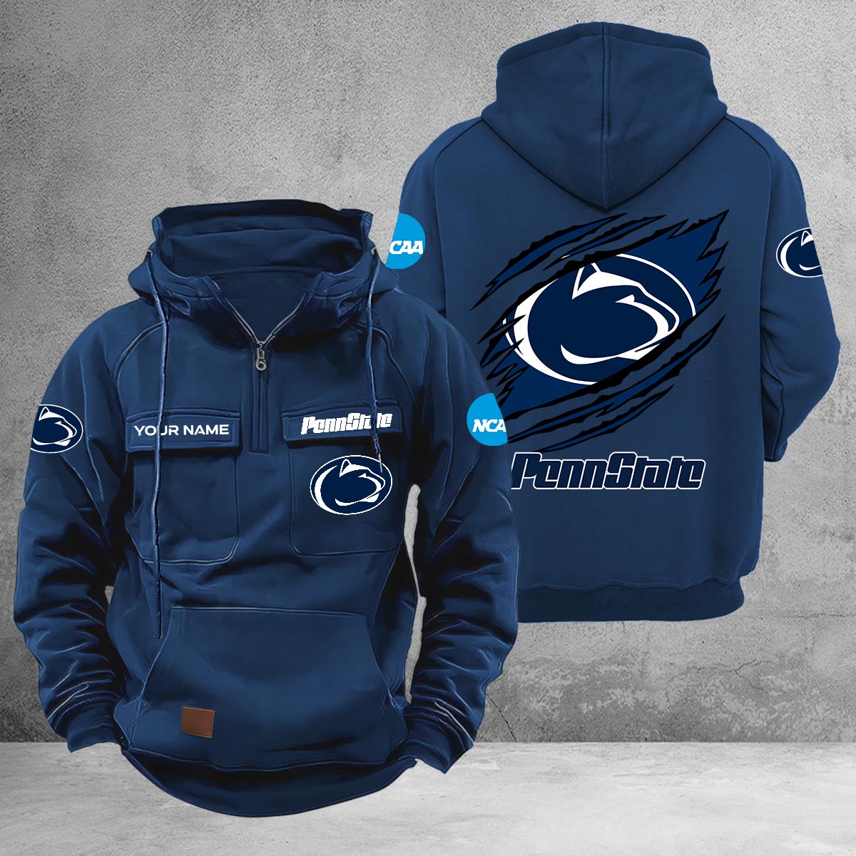 Penn State Nittany Lions Multi-Pockets Zip-Up Hoodie - Famjoys Penn State Nittany Lions Multi-Pockets Zip-Up Hoodie - Famjoys