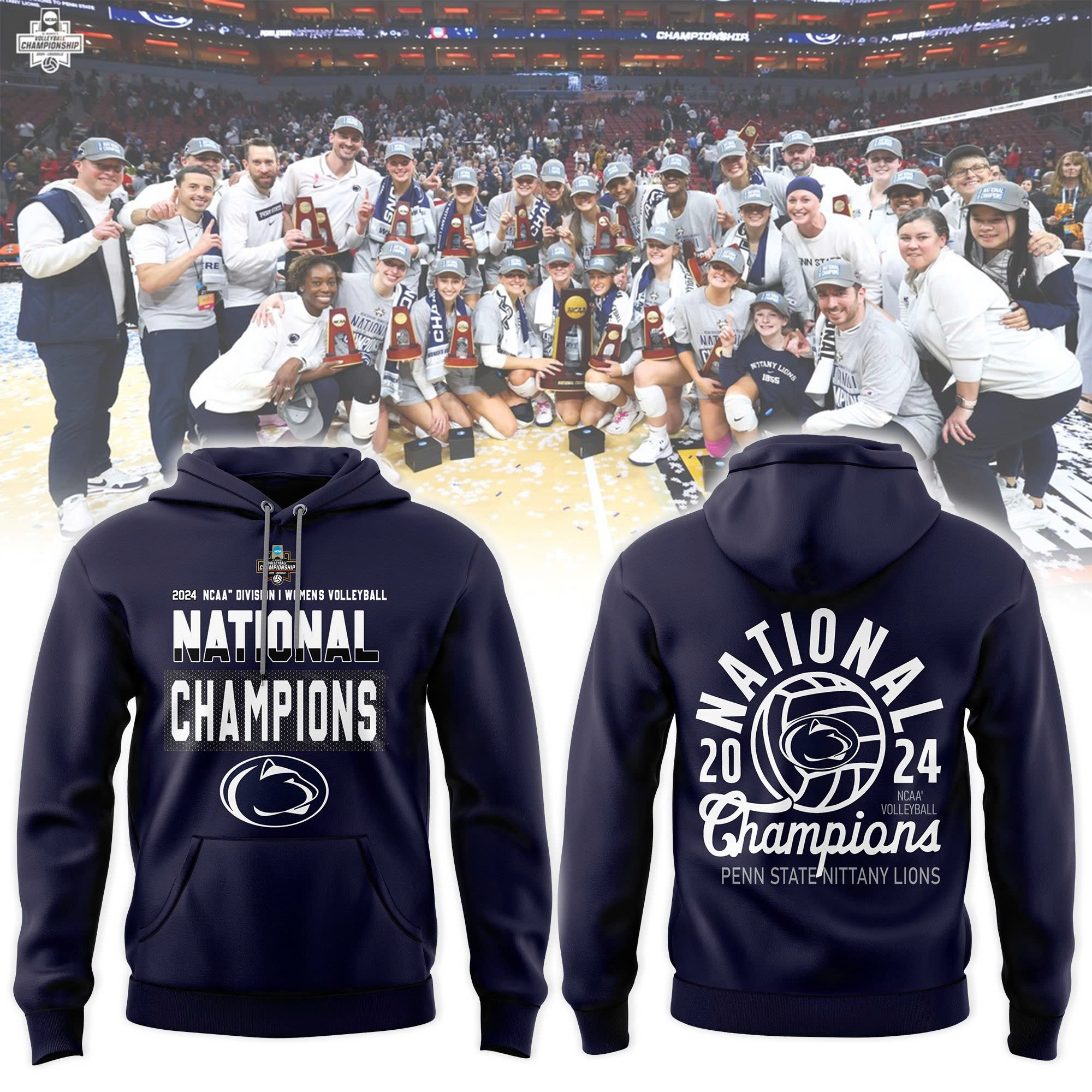 Penn State Nittany Lions WoMen Volleyball National Champions Hoodie - Famjoys Penn State Nittany Lions WoMen Volleyball National Champions Hoodie - Famjoys