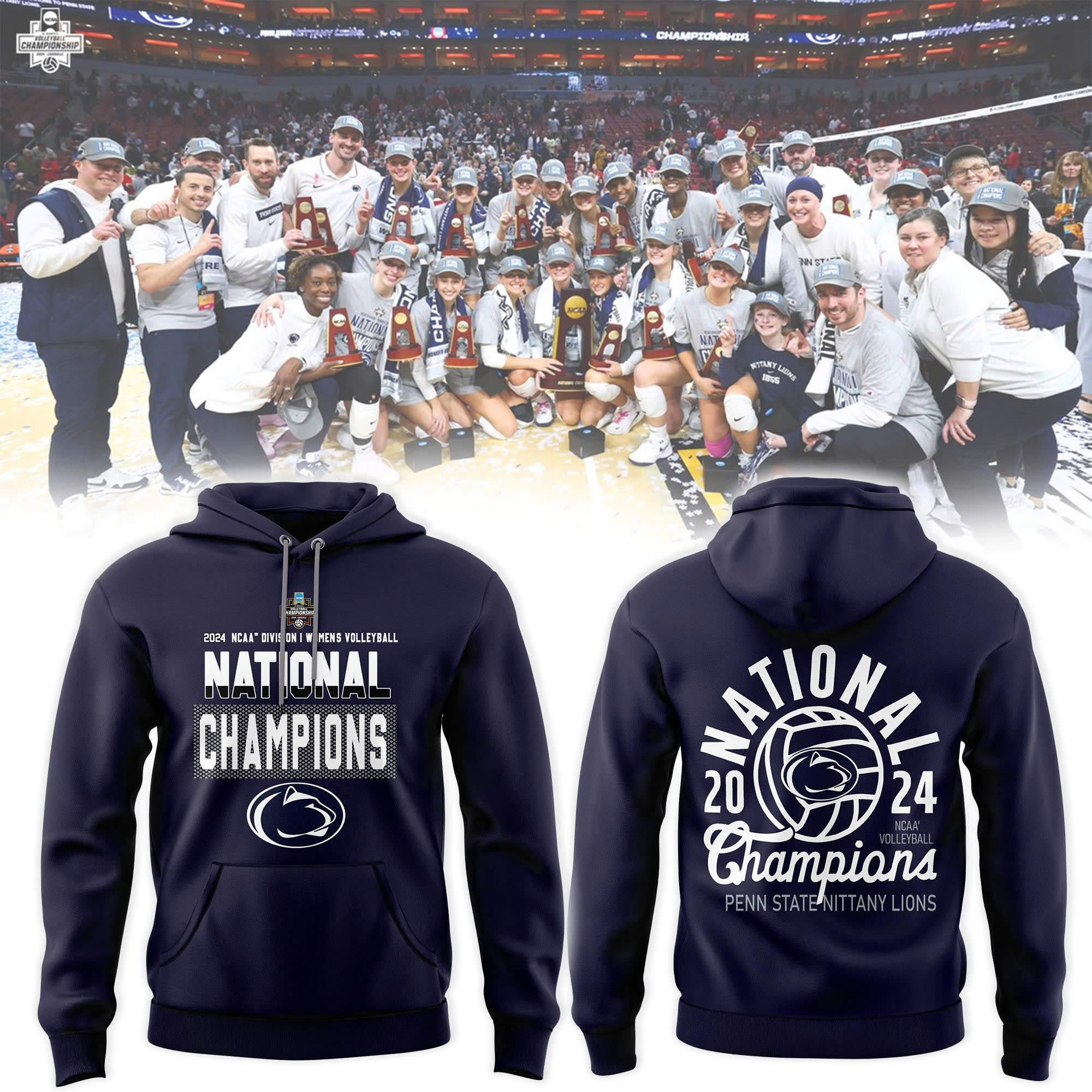 Penn State Nittany Lions WoMen Volleyball National Champions Hoodie - Famjoys Penn State Nittany Lions WoMen Volleyball National Champions Hoodie - Famjoys