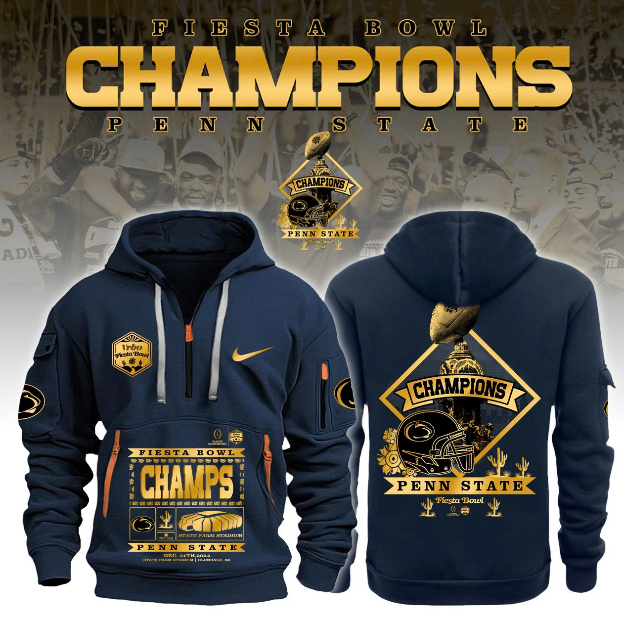 Penn State Nittany Lions x Fiesta Bowl Champions New Hoodie v2 - Famjoys Penn State Nittany Lions x Fiesta Bowl Champions New Hoodie v2 - Famjoys