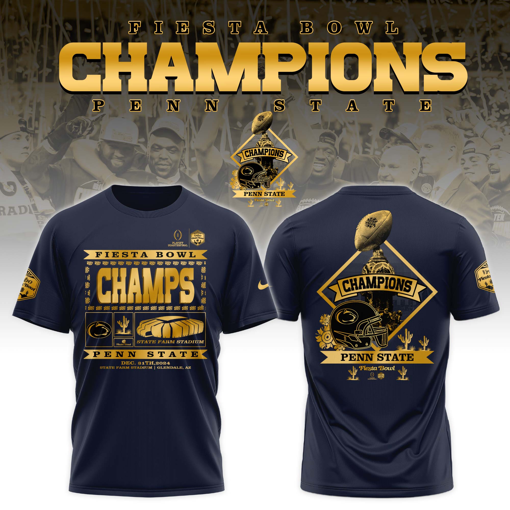 Penn State Nittany Lions x Fiesta Bowl Champions Tshirt v2 - Famjoys Penn State Nittany Lions x Fiesta Bowl Champions Tshirt v2 - Famjoys