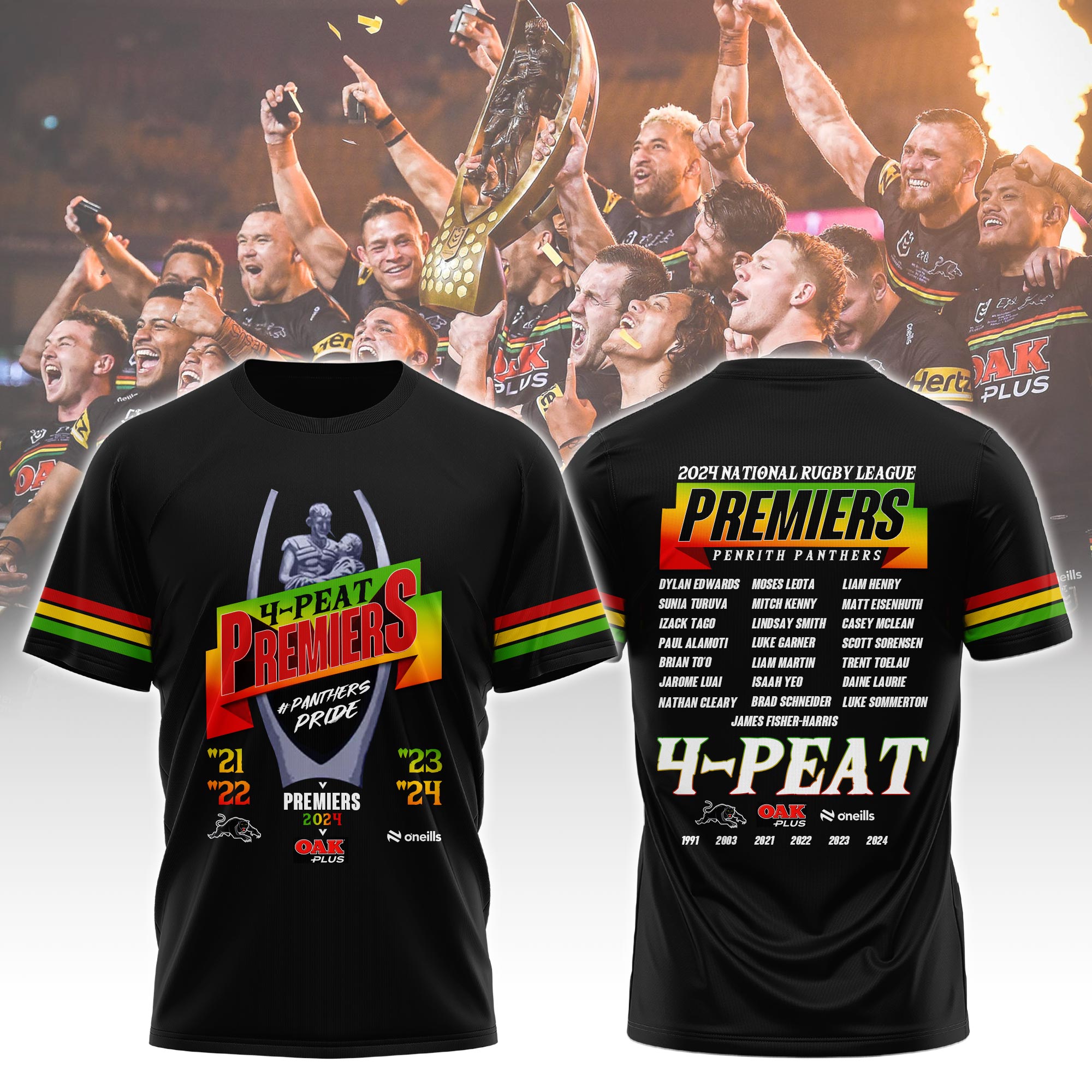 Penrith Panthers Tshirt Premiers Gold - Famjoys Penrith Panthers Tshirt Premiers Gold - Famjoys