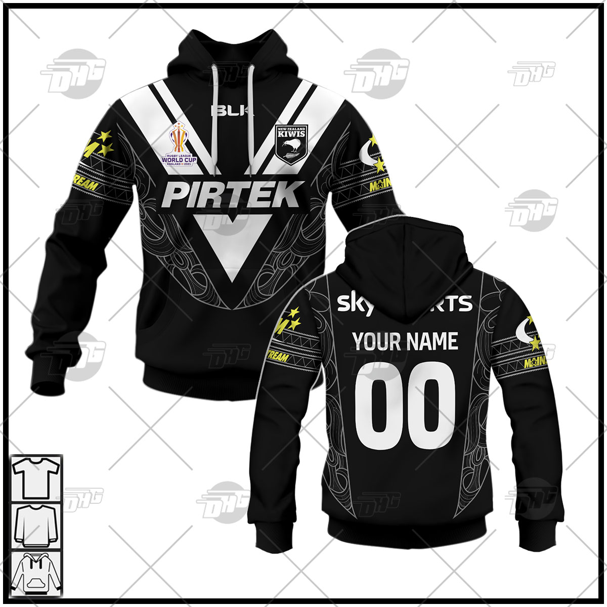Personalise New Zealand Kiwis Rugby League World Cup 2022 Hoodie Long Tee - Famjoys Personalise New Zealand Kiwis Rugby League World Cup 2022 Hoodie Long Tee - Famjoys