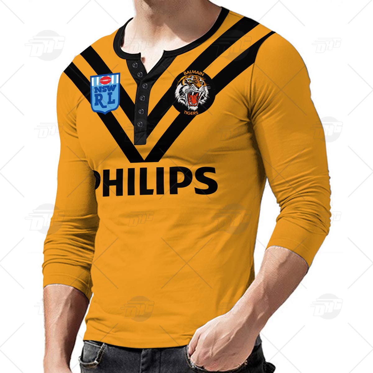 Personalised Balmain Tigers 1989 ARL/NRL Vintage Retro Heritage Henley Shirt Gothic T-shirt - Famjoys Personalised Balmain Tigers 1989 ARL/NRL Vintage Retro Heritage Henley Shirt Gothic T-shirt - Famjoys