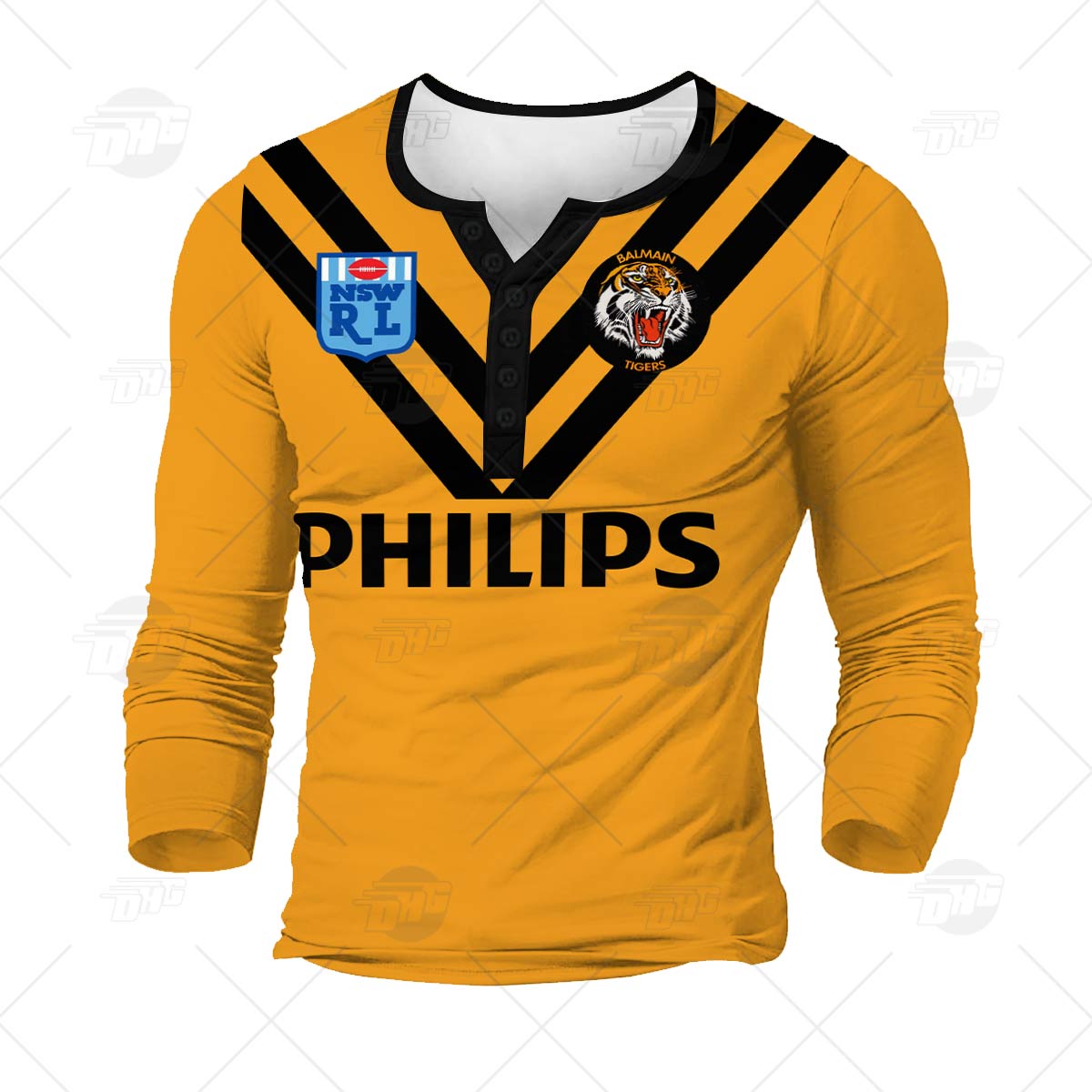 Personalised Balmain Tigers 1989 ARL/NRL Vintage Retro Heritage Henley Shirt Gothic T-shirt - Famjoys Personalised Balmain Tigers 1989 ARL/NRL Vintage Retro Heritage Henley Shirt Gothic T-shirt - Famjoys