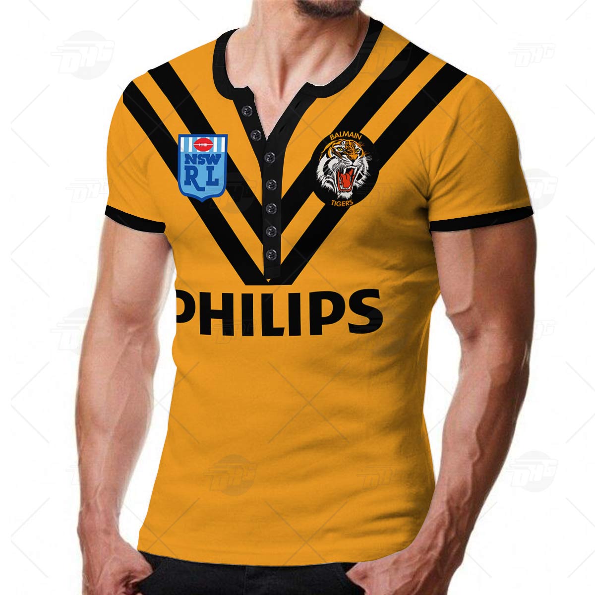 Personalised Balmain Tigers 1989 ARL/NRL Vintage Retro Heritage Henley Shirt Gothic T-shirt - Famjoys Personalised Balmain Tigers 1989 ARL/NRL Vintage Retro Heritage Henley Shirt Gothic T-shirt - Famjoys