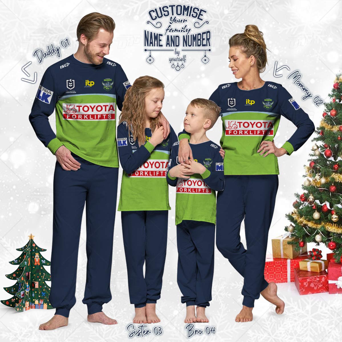 Personalised NRL Canberra Raiders Pyjamas For Family - Famjoys Personalised NRL Canberra Raiders Pyjamas For Family - Famjoys