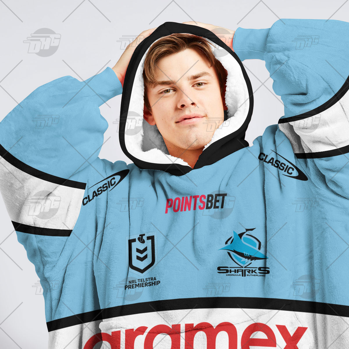 Personalised NRL Cronulla Sutherland Sharks Oodie 2023 Home - Famjoys Personalised NRL Cronulla Sutherland Sharks Oodie 2023 Home - Famjoys