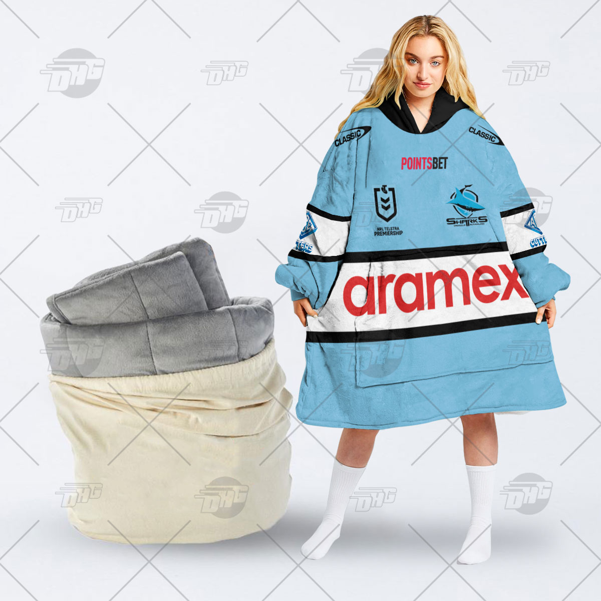 Personalised NRL Cronulla Sutherland Sharks Oodie 2023 Home - Famjoys Personalised NRL Cronulla Sutherland Sharks Oodie 2023 Home - Famjoys