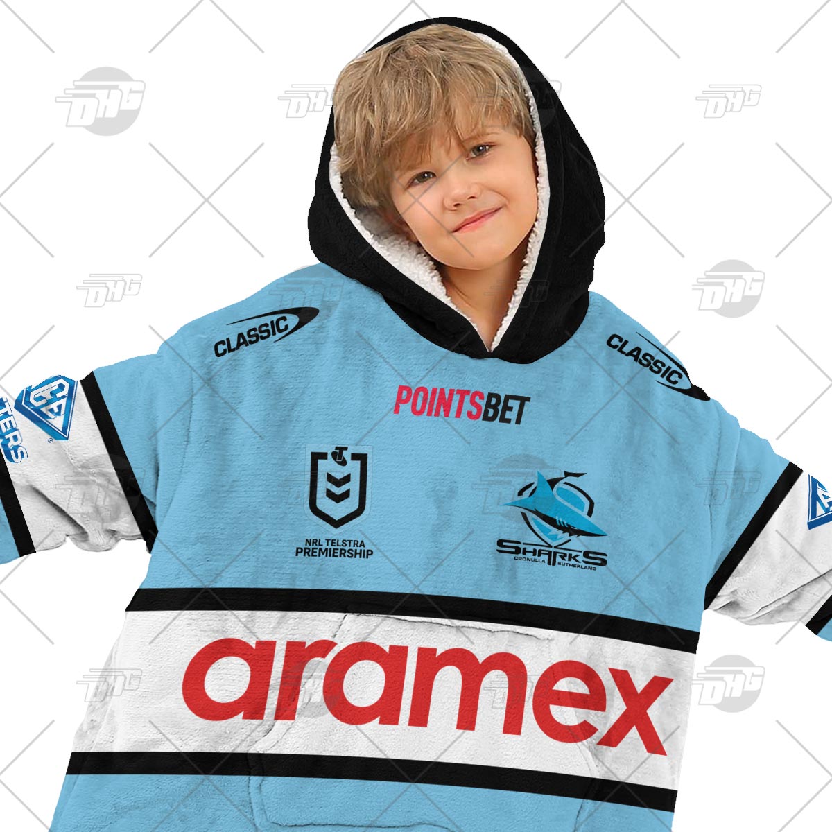Personalised NRL Cronulla Sutherland Sharks Oodie 2023 Home - Famjoys Personalised NRL Cronulla Sutherland Sharks Oodie 2023 Home - Famjoys