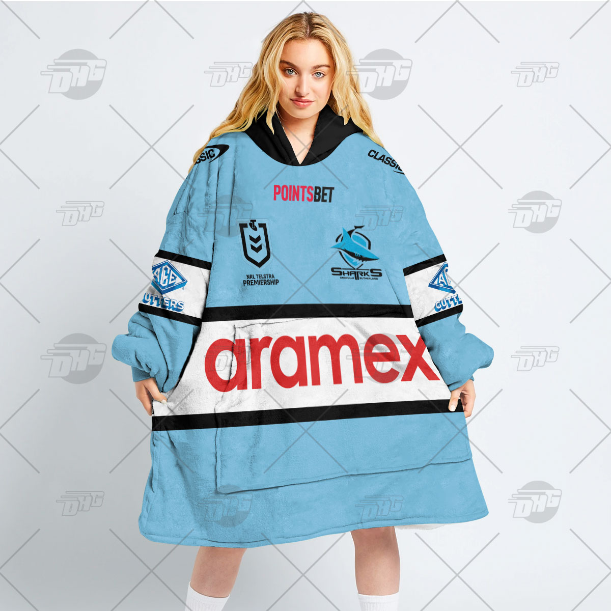 Personalised NRL Cronulla Sutherland Sharks Oodie 2023 Home - Famjoys Personalised NRL Cronulla Sutherland Sharks Oodie 2023 Home - Famjoys