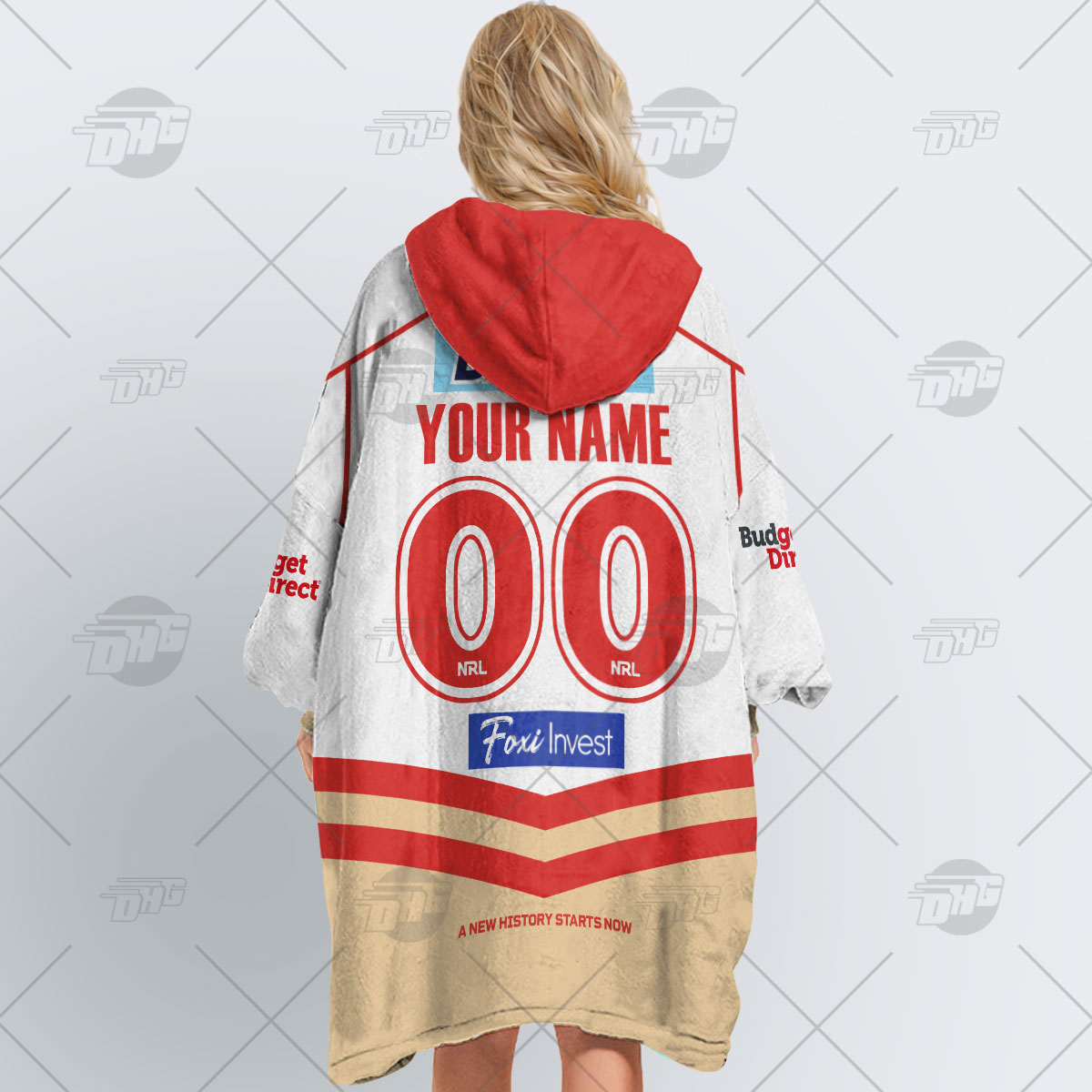 Personalised NRL Dolphins Oodie 2023 Away - Famjoys Personalised NRL Dolphins Oodie 2023 Away - Famjoys