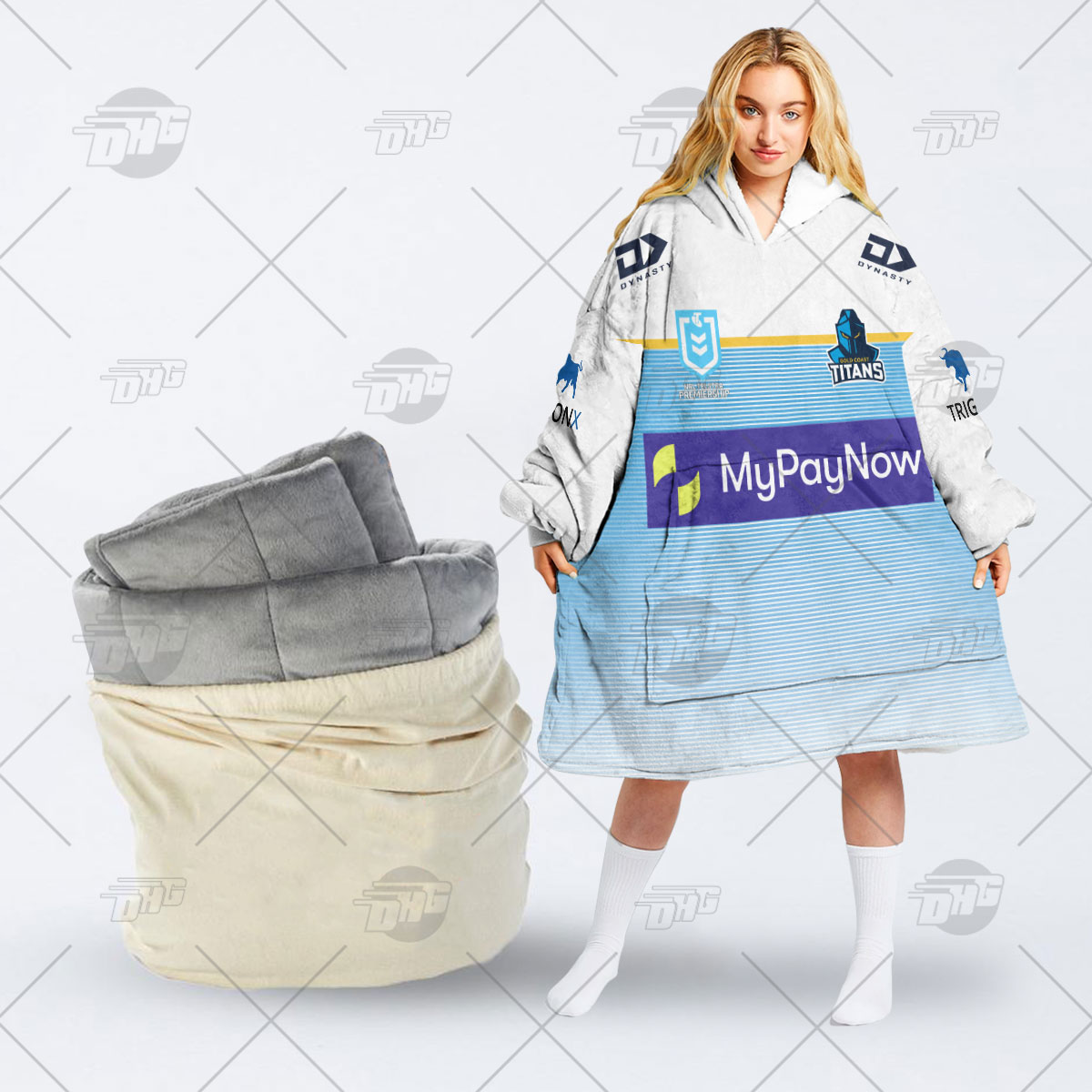 Personalised NRL Gold Coast Titans Oodie 2023 Away - Famjoys Personalised NRL Gold Coast Titans Oodie 2023 Away - Famjoys