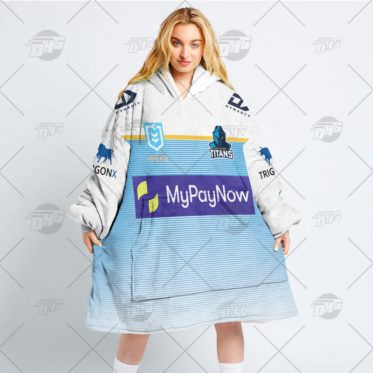 Personalised NRL Gold Coast Titans Oodie 2023 Away - Famjoys Personalised NRL Gold Coast Titans Oodie 2023 Away - Famjoys