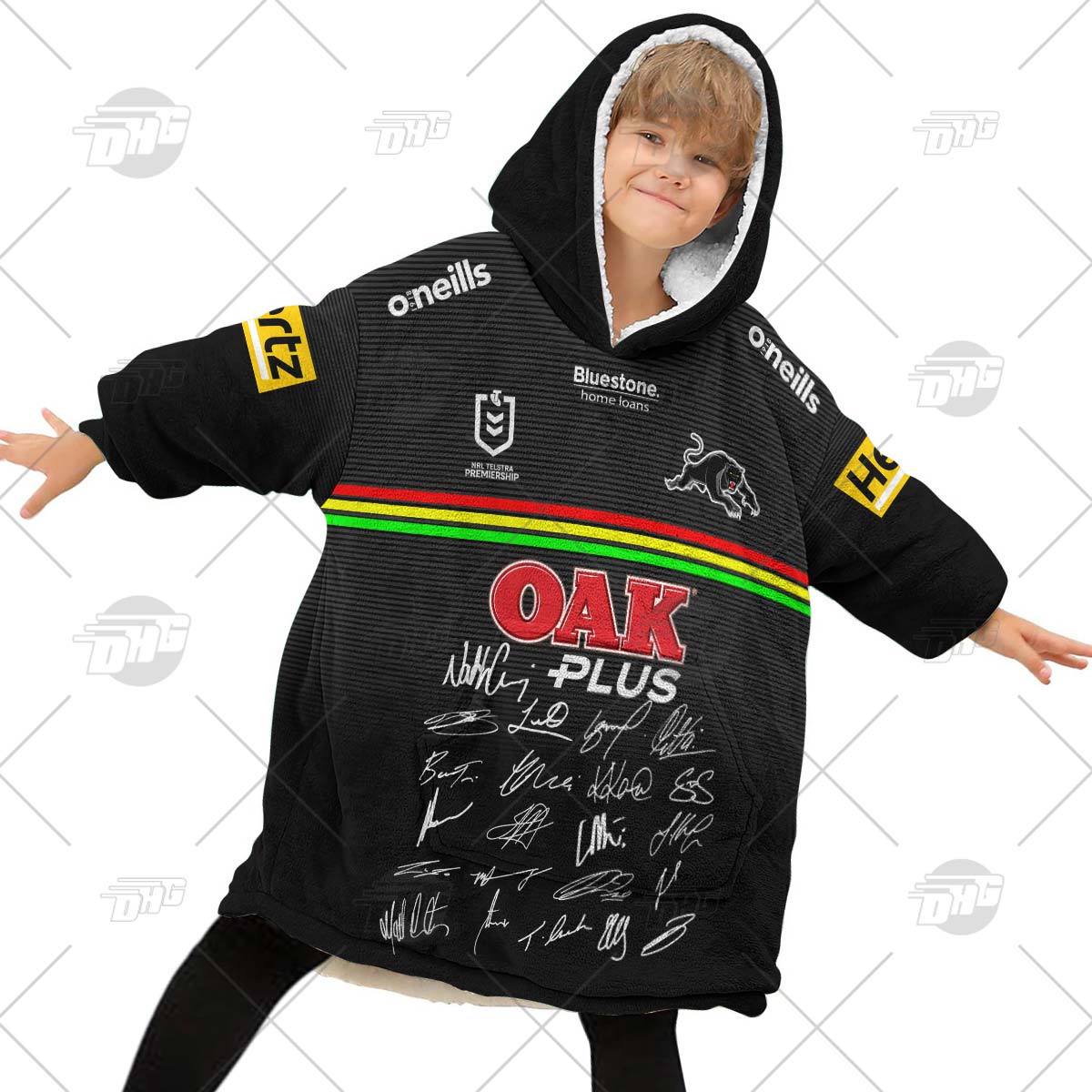 Personalised NRL Penrith Panthers 2022 Grand Final Oodie with Team Signature - Famjoys Personalised NRL Penrith Panthers 2022 Grand Final Oodie with Team Signature - Famjoys