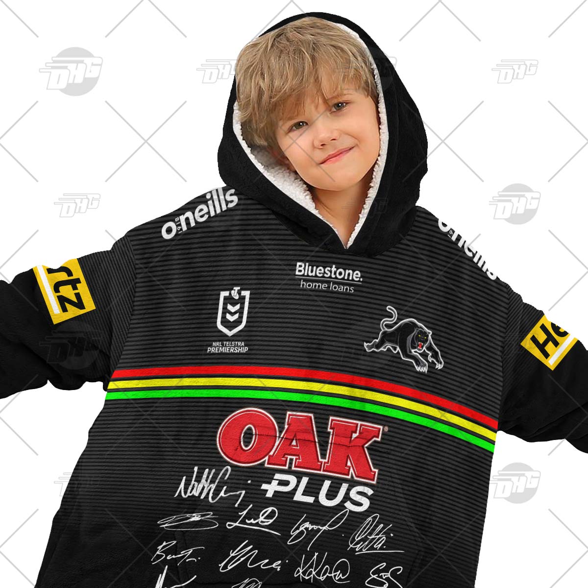 Personalised NRL Penrith Panthers 2022 Grand Final Oodie with Team Signature - Famjoys Personalised NRL Penrith Panthers 2022 Grand Final Oodie with Team Signature - Famjoys
