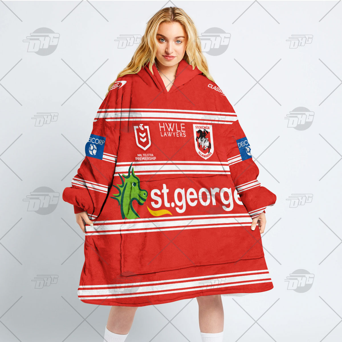 Personalised NRL St George Illawarra Dragons Oodie 2023 Away - Famjoys Personalised NRL St George Illawarra Dragons Oodie 2023 Away - Famjoys