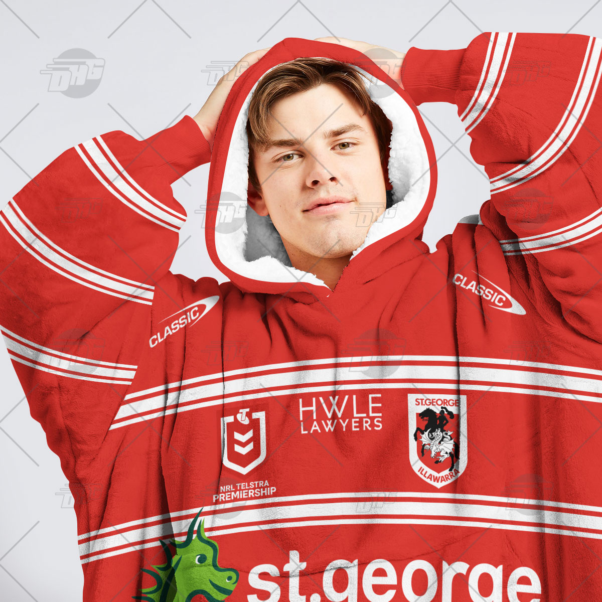 Personalised NRL St George Illawarra Dragons Oodie 2023 Away - Famjoys Personalised NRL St George Illawarra Dragons Oodie 2023 Away - Famjoys
