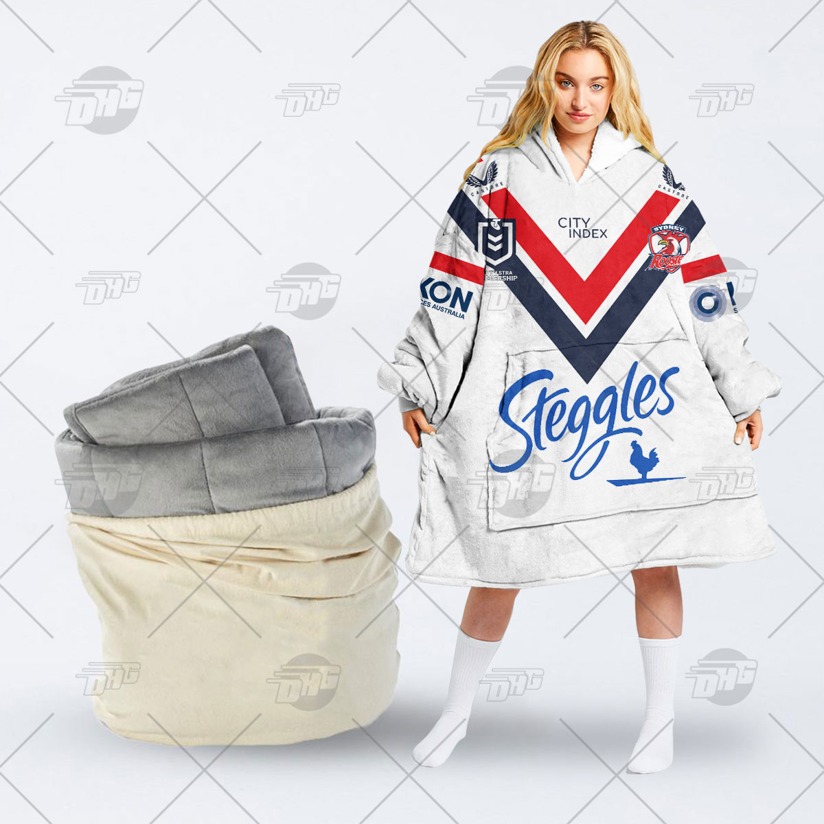 Personalised NRL Sydney Roosters Oodie 2023 Away - Famjoys Personalised NRL Sydney Roosters Oodie 2023 Away - Famjoys