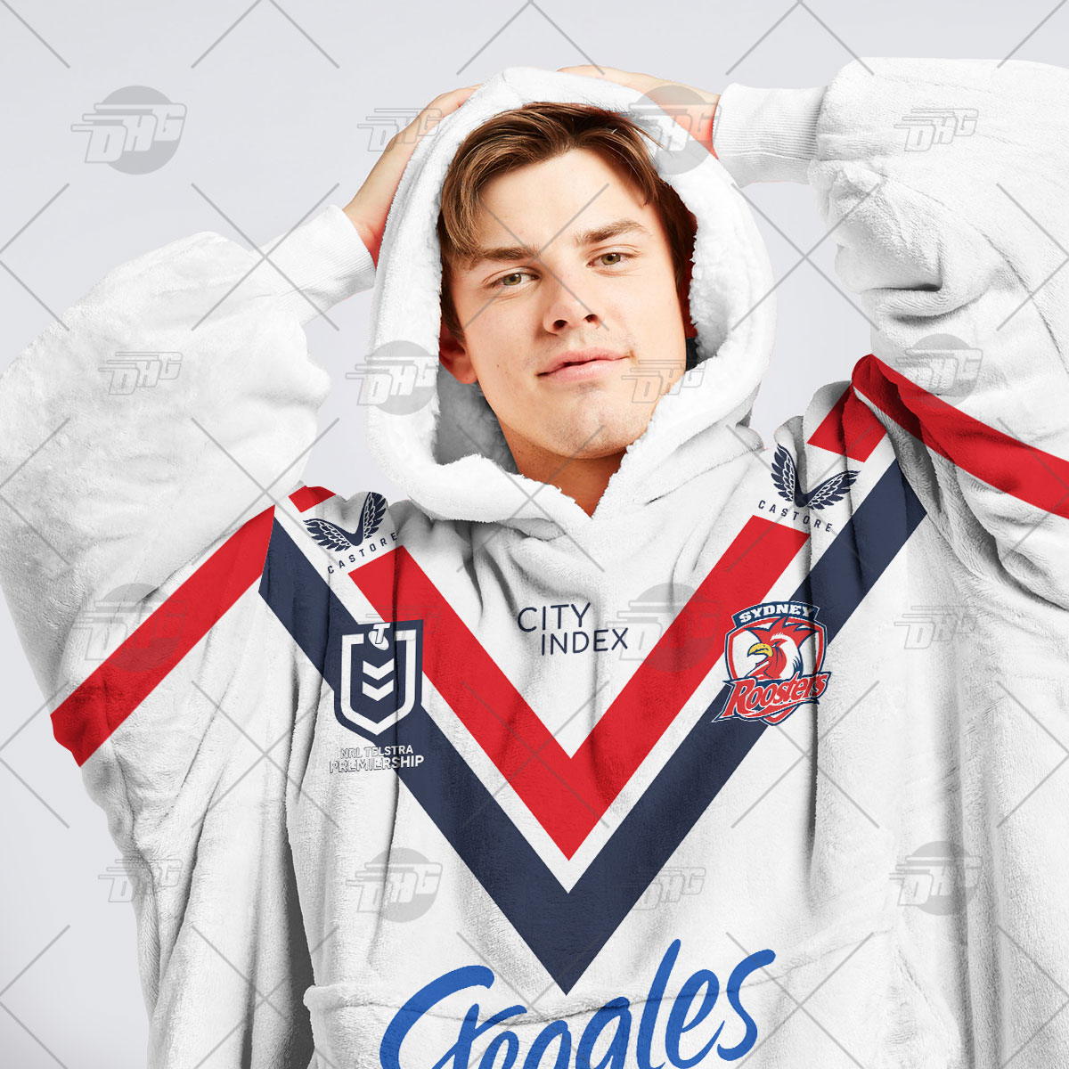 Personalised NRL Sydney Roosters Oodie 2023 Away - Famjoys Personalised NRL Sydney Roosters Oodie 2023 Away - Famjoys