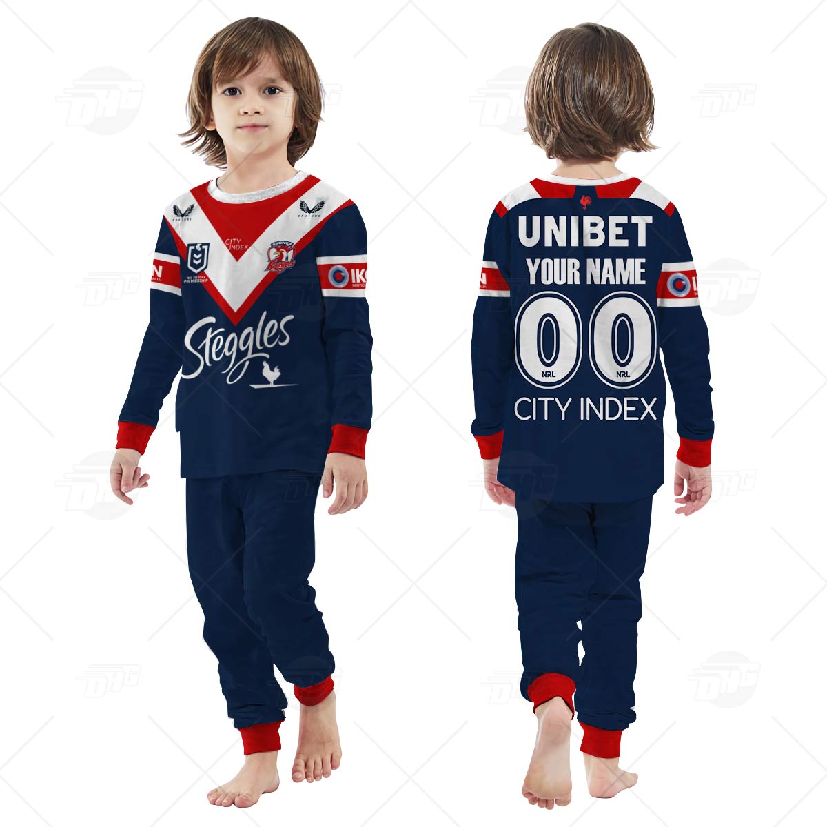 Personalised NRL Sydney Roosters Pyjamas For Family - Famjoys Personalised NRL Sydney Roosters Pyjamas For Family - Famjoys