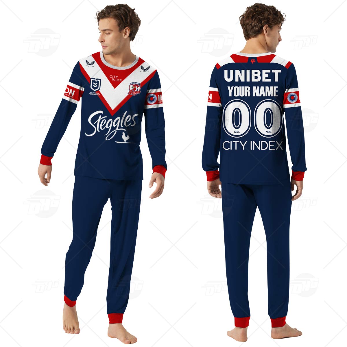 Personalised NRL Sydney Roosters Pyjamas For Family - Famjoys Personalised NRL Sydney Roosters Pyjamas For Family - Famjoys
