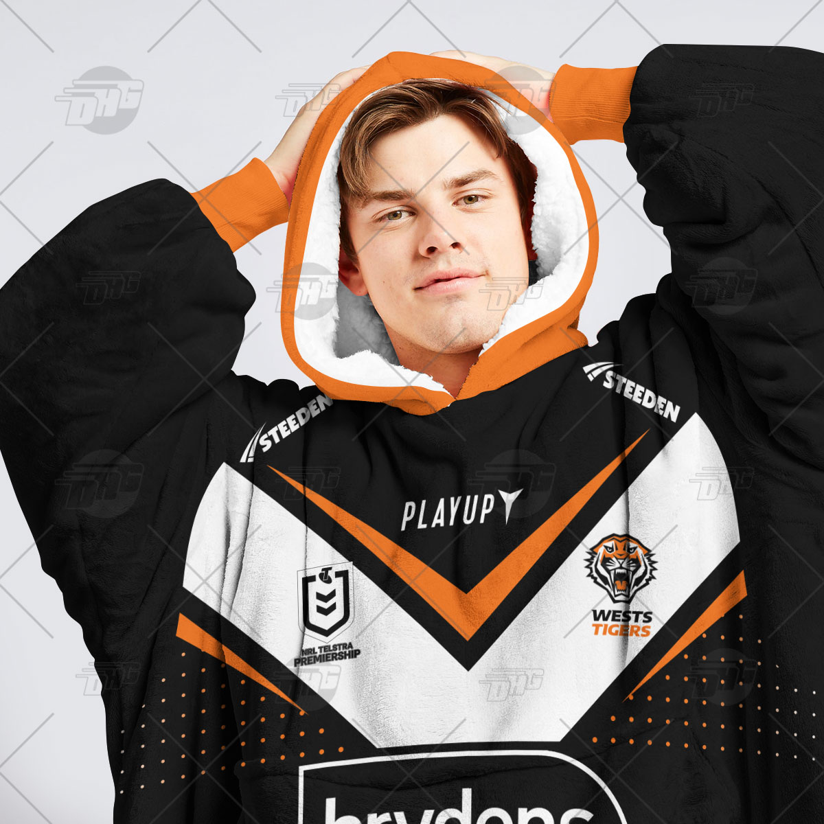 Personalised NRL WESTS TIGERS Oodie 2023 Home - Famjoys Personalised NRL WESTS TIGERS Oodie 2023 Home - Famjoys