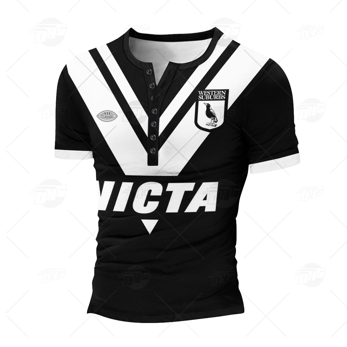 Personalised Western Suburbs Magpies 1978 ARL/NRL Vintage Retro Henley Shirt Gothic T-shirt - Famjoys Personalised Western Suburbs Magpies 1978 ARL/NRL Vintage Retro Henley Shirt Gothic T-shirt - Famjoys