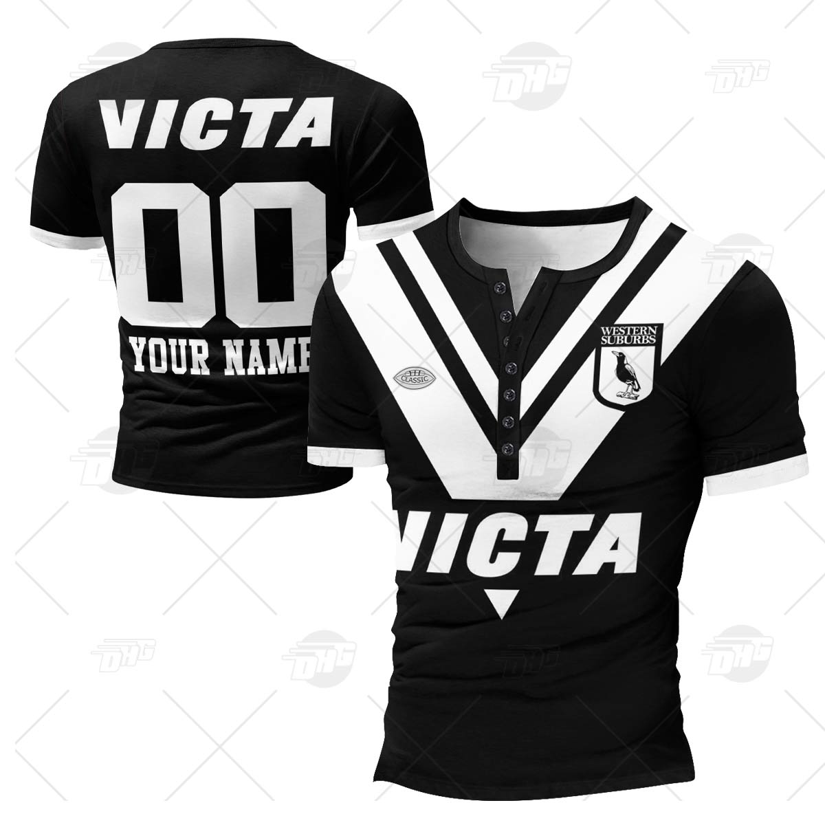 Personalised Western Suburbs Magpies 1978 ARL/NRL Vintage Retro Henley Shirt Gothic T-shirt - Famjoys Personalised Western Suburbs Magpies 1978 ARL/NRL Vintage Retro Henley Shirt Gothic T-shirt - Famjoys