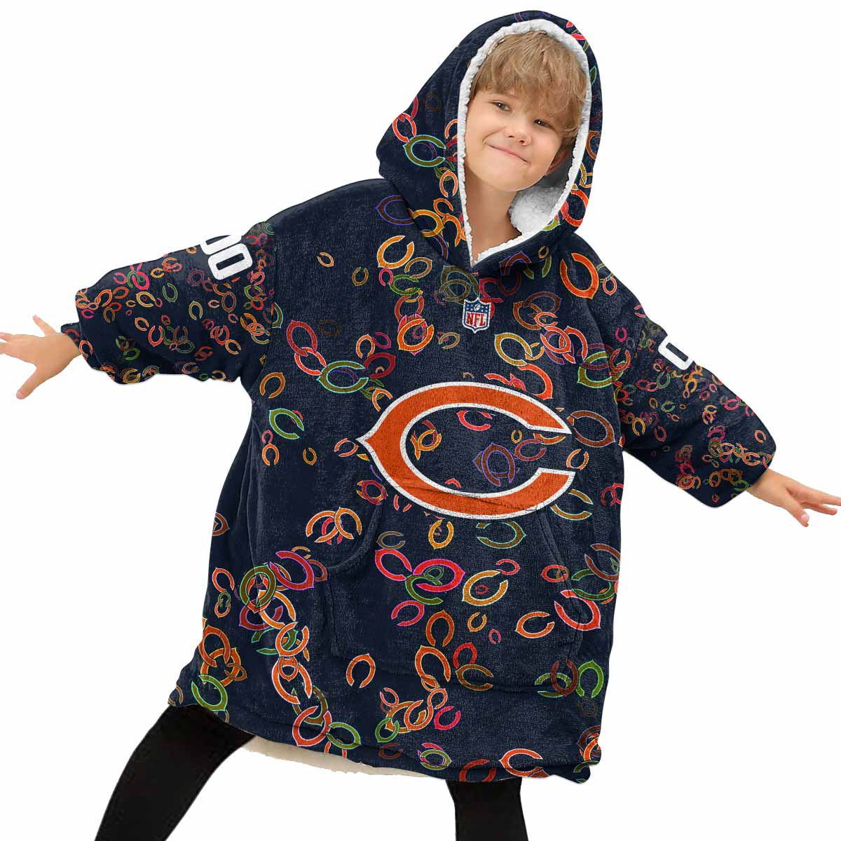 Personalize Chicago Bears Hoodie Blanket - Famjoys Personalize Chicago Bears Hoodie Blanket - Famjoys