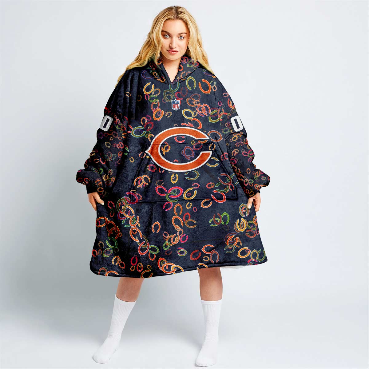 Personalize Chicago Bears Hoodie Blanket - Famjoys Personalize Chicago Bears Hoodie Blanket - Famjoys