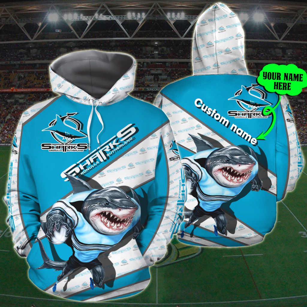 Personalized 3D Hoodie Cronulla Sutherland Sharks Nrl 3D Custom Name 3D All Over Print Zip Up Hoodie Option - Famjoys Personalized 3D Hoodie Cronulla Sutherland Sharks Nrl 3D Custom Name 3D All Over Print Zip Up Hoodie Option - Famjoys