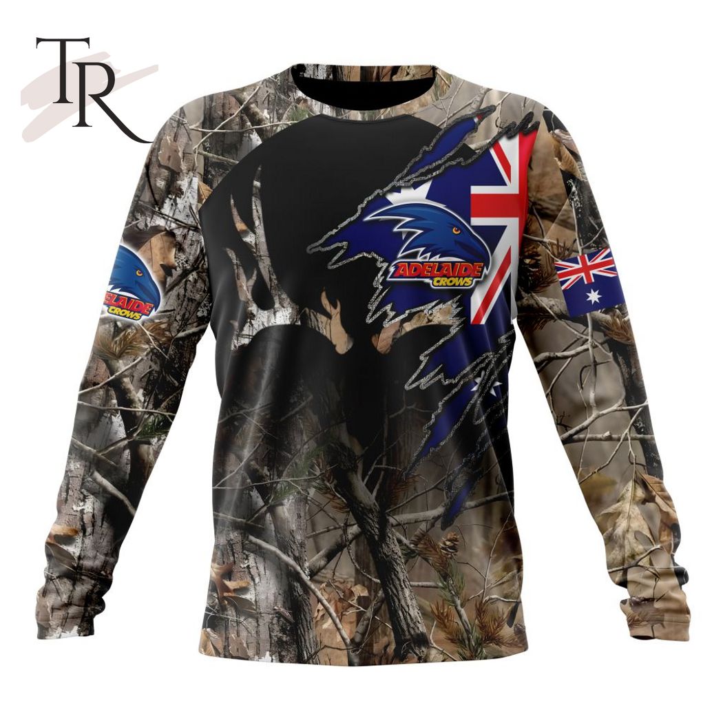 Personalized AFL Adelaide Crows Special Camo Realtree Hunting Hoodie 3D - Famjoys Personalized AFL Adelaide Crows Special Camo Realtree Hunting Hoodie 3D - Famjoys
