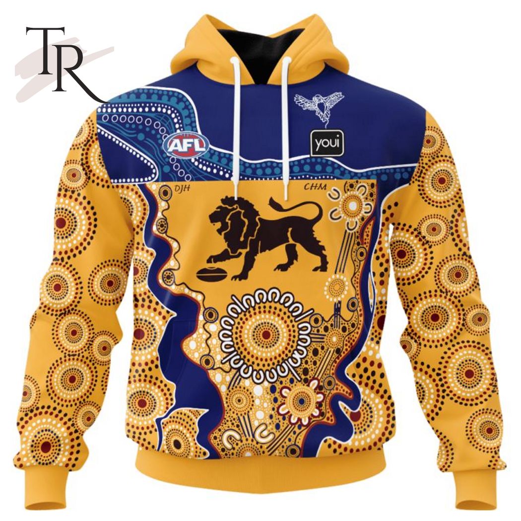 Personalized AFL Brisbane Lions Special Indigenous Design Hoodie 3D - Famjoys Personalized AFL Brisbane Lions Special Indigenous Design Hoodie 3D - Famjoys