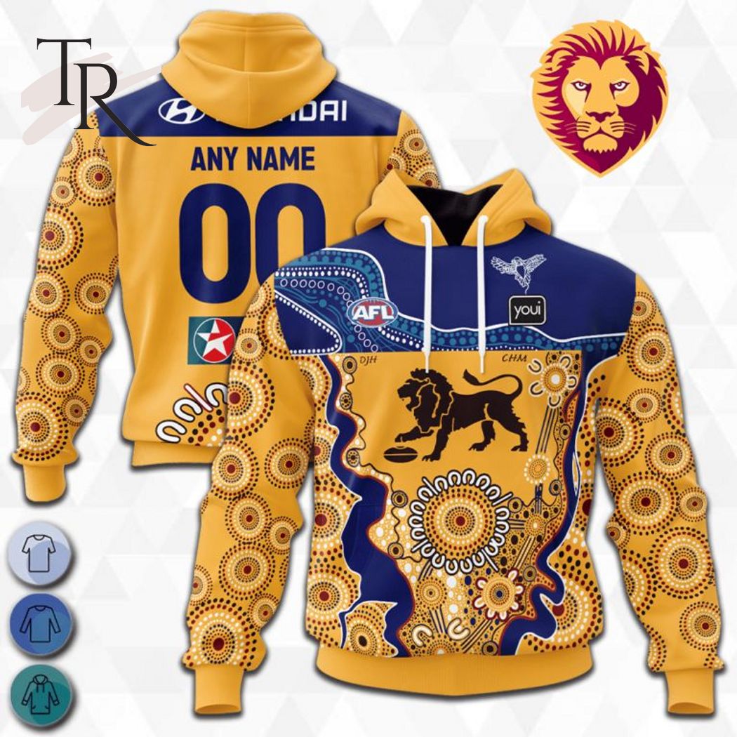 Personalized AFL Brisbane Lions Special Indigenous Design Hoodie 3D - Famjoys Personalized AFL Brisbane Lions Special Indigenous Design Hoodie 3D - Famjoys