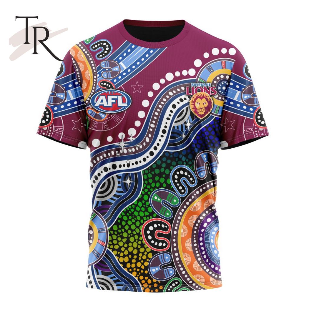 Personalized AFL Brisbane Lions Special Indigenous Design Hoodie 3D - Famjoys Personalized AFL Brisbane Lions Special Indigenous Design Hoodie 3D - Famjoys
