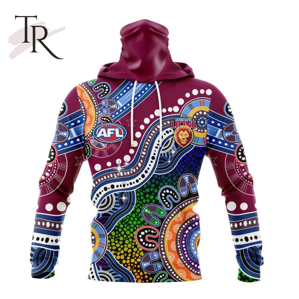 Personalized AFL Brisbane Lions Special Indigenous Design Hoodie 3D - Famjoys Personalized AFL Brisbane Lions Special Indigenous Design Hoodie 3D - Famjoys