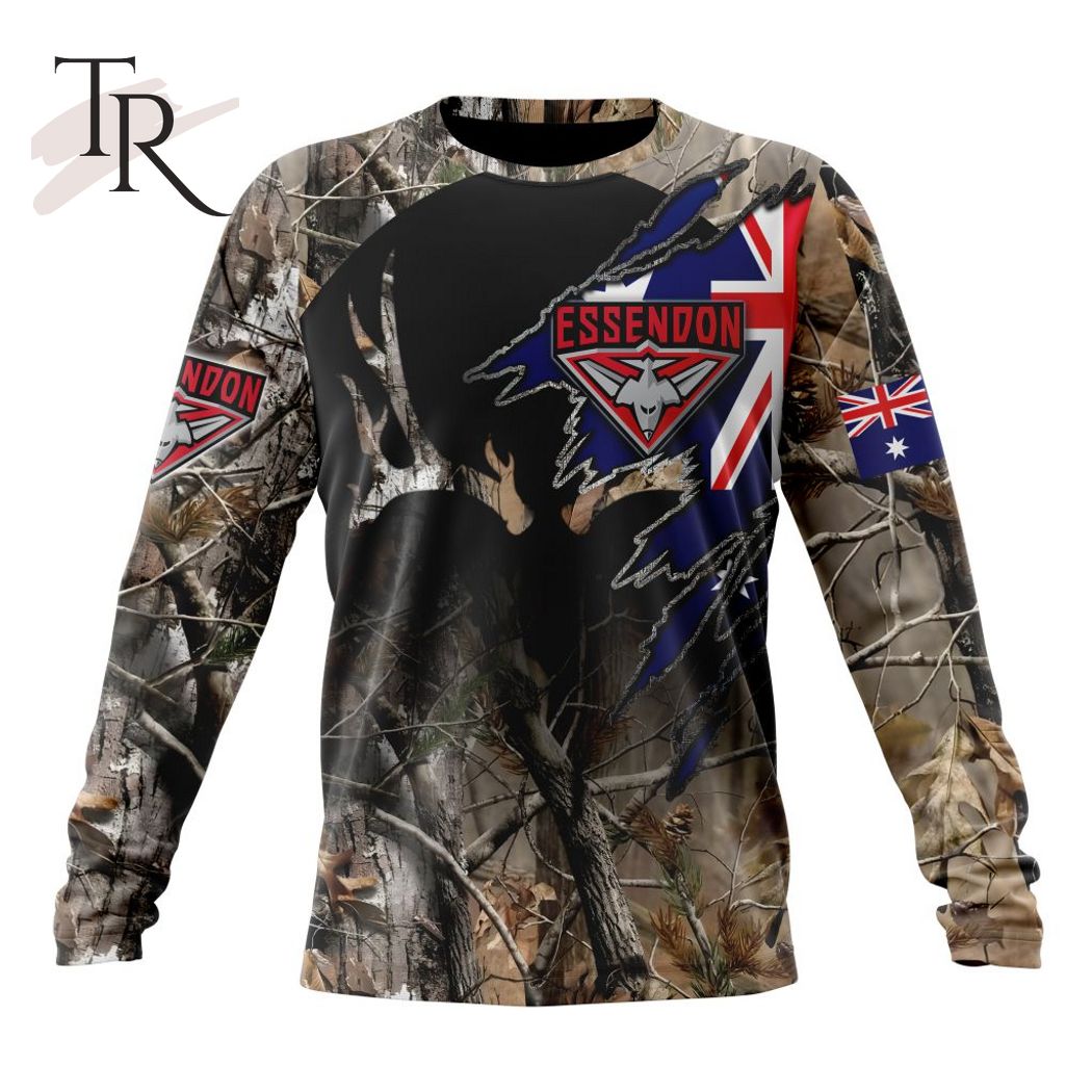 Personalized AFL Essendon Football Club Special Camo Realtree Hunting Hoodie 3D - Famjoys Personalized AFL Essendon Football Club Special Camo Realtree Hunting Hoodie 3D - Famjoys