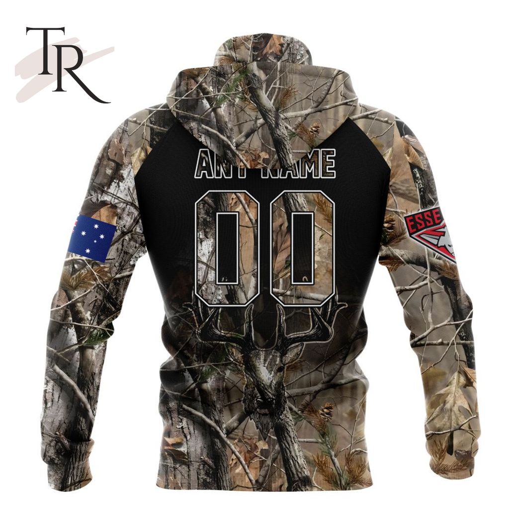Personalized AFL Essendon Football Club Special Camo Realtree Hunting Hoodie 3D - Famjoys Personalized AFL Essendon Football Club Special Camo Realtree Hunting Hoodie 3D - Famjoys