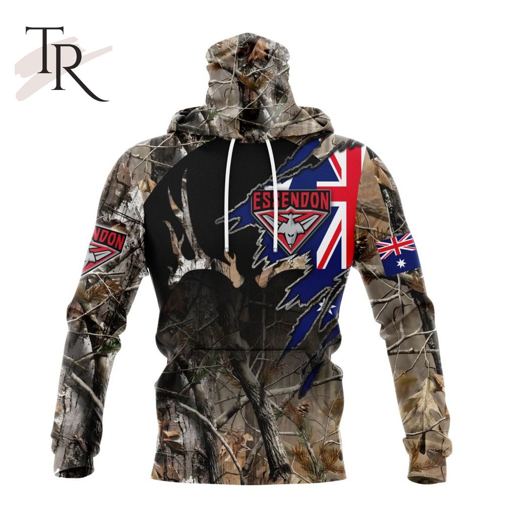 Personalized AFL Essendon Football Club Special Camo Realtree Hunting Hoodie 3D - Famjoys Personalized AFL Essendon Football Club Special Camo Realtree Hunting Hoodie 3D - Famjoys