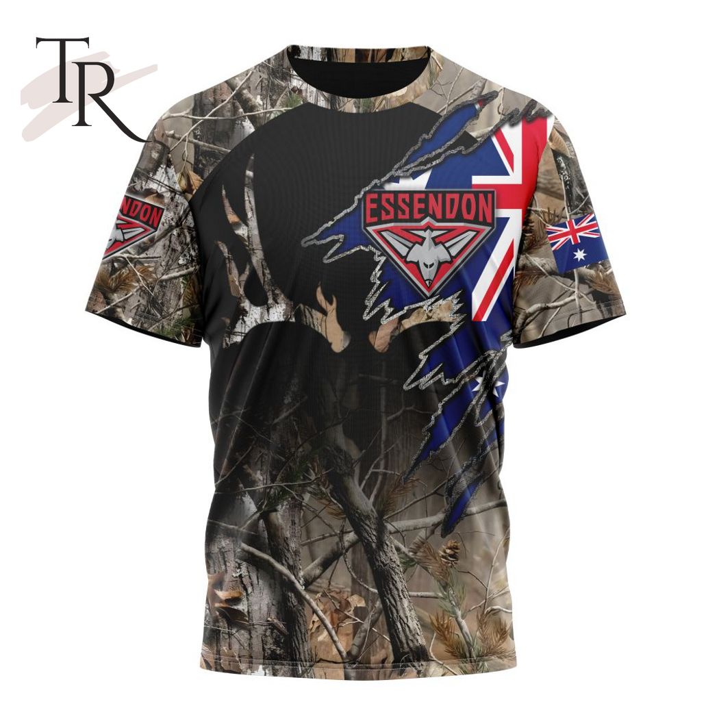 Personalized AFL Essendon Football Club Special Camo Realtree Hunting Hoodie 3D - Famjoys Personalized AFL Essendon Football Club Special Camo Realtree Hunting Hoodie 3D - Famjoys