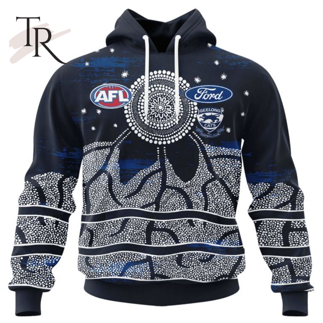 Personalized AFL Geelong Cats Special Indigenous Design Hoodie 3D - Famjoys Personalized AFL Geelong Cats Special Indigenous Design Hoodie 3D - Famjoys