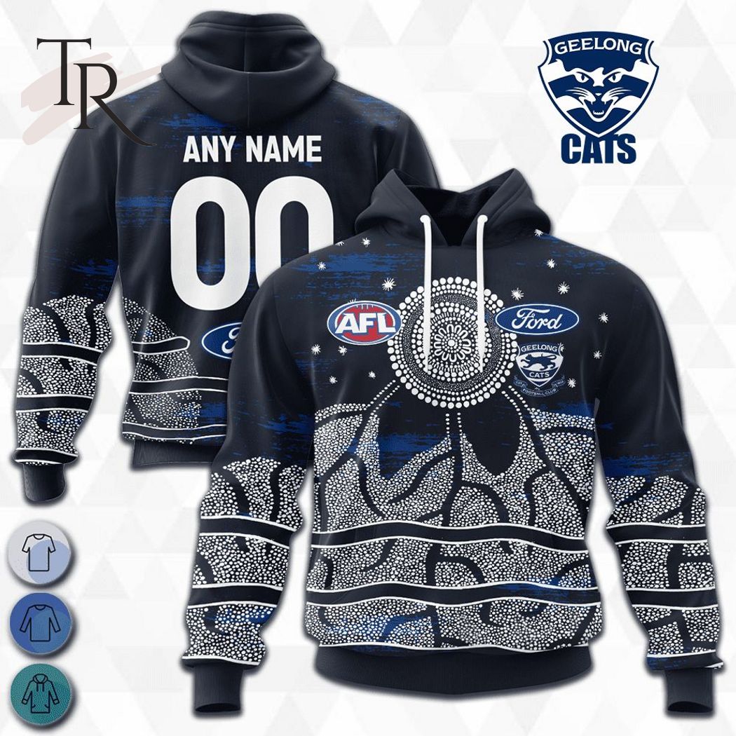 Personalized AFL Geelong Cats Special Indigenous Design Hoodie 3D - Famjoys Personalized AFL Geelong Cats Special Indigenous Design Hoodie 3D - Famjoys