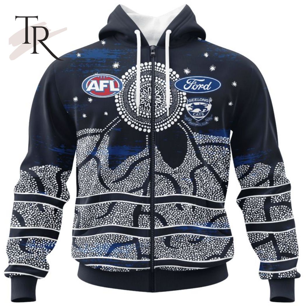 Personalized AFL Geelong Cats Special Indigenous Design Hoodie 3D - Famjoys Personalized AFL Geelong Cats Special Indigenous Design Hoodie 3D - Famjoys