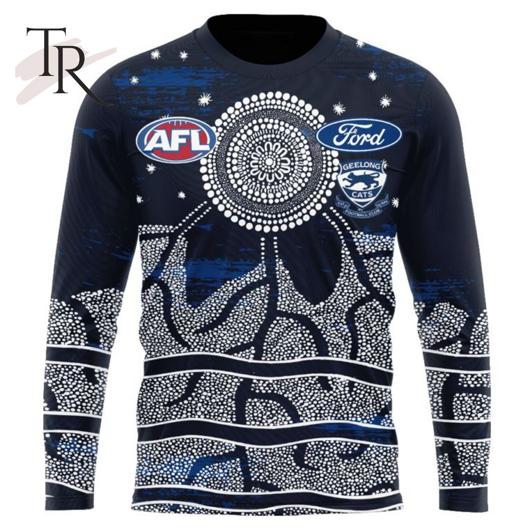 Personalized AFL Geelong Cats Special Indigenous Design Hoodie 3D - Famjoys Personalized AFL Geelong Cats Special Indigenous Design Hoodie 3D - Famjoys